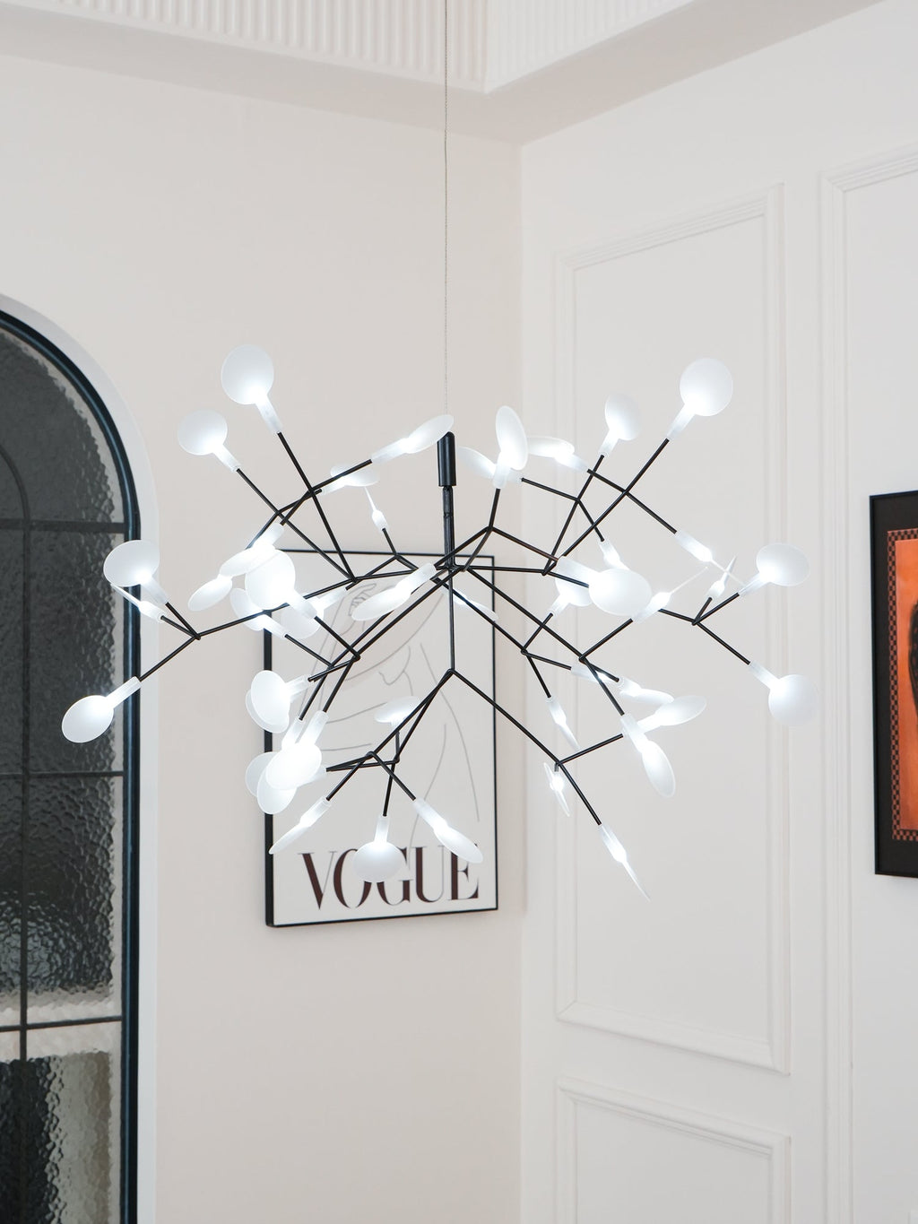 Black Firefly LED Chandelier — Branch Starburst Ceiling Light for Dining Room