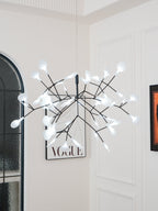 Black Firefly LED Chandelier — Branch Starburst Ceiling Light for Dining Room