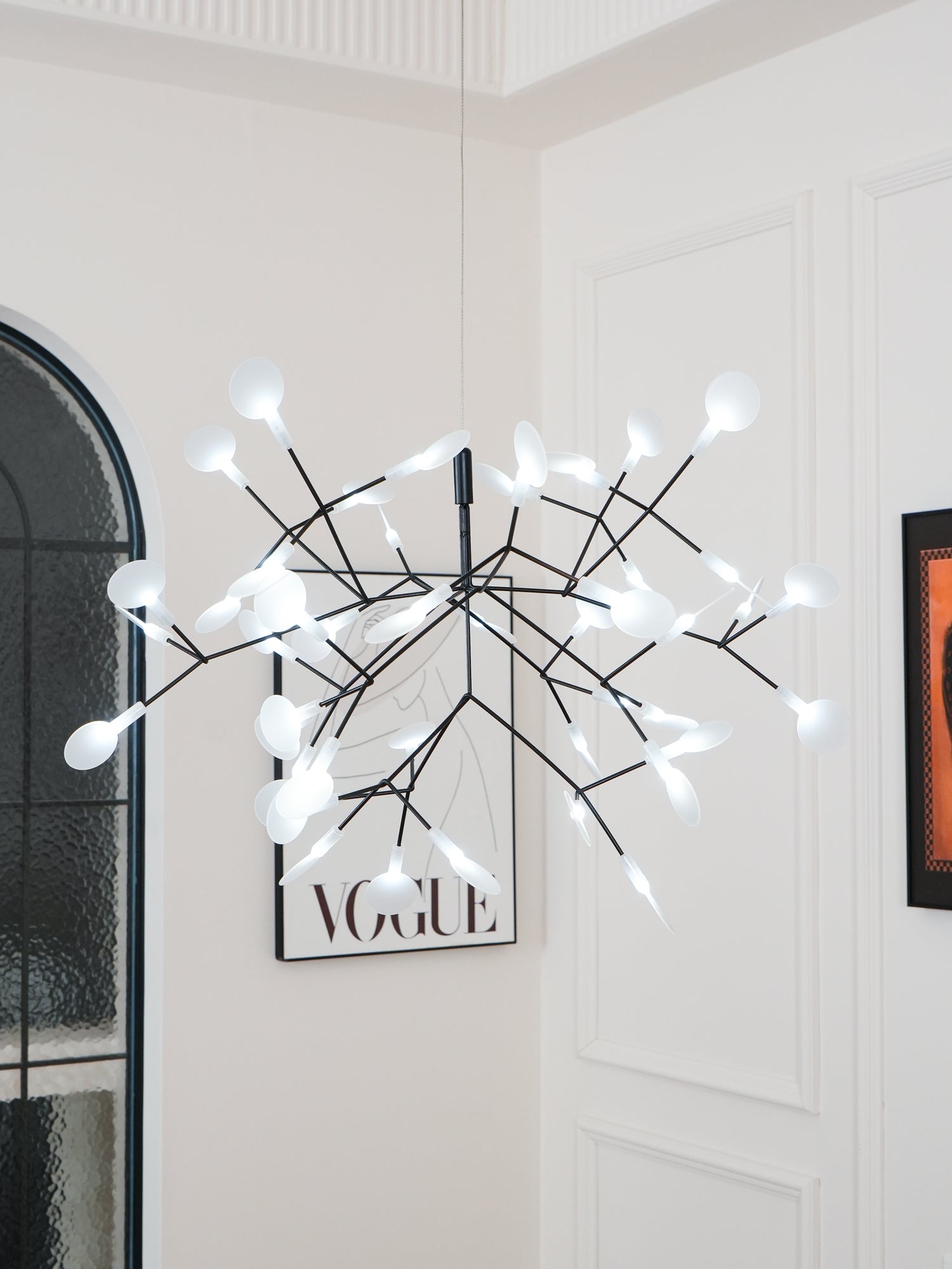 Black Firefly LED Chandelier — Branch Starburst Ceiling Light for Dining Room