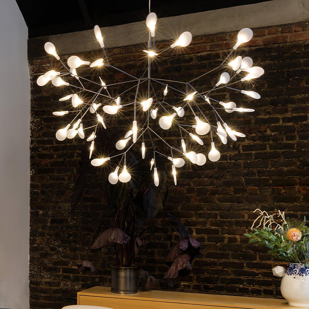 Black Firefly LED Chandelier — Branch Starburst Ceiling Light for Dining Room