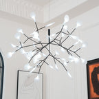 Black Firefly LED Chandelier — Branch Starburst Ceiling Light for Dining Room