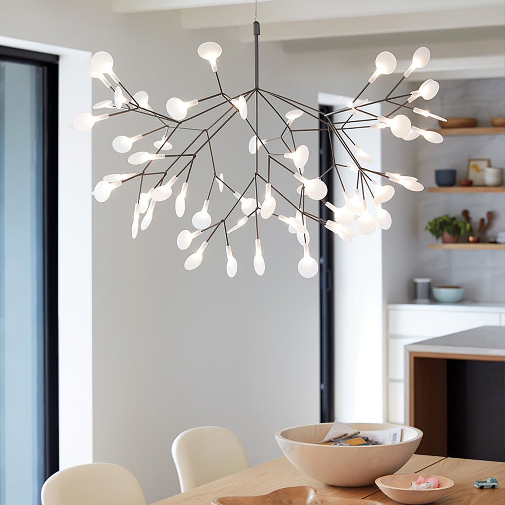 Black Firefly LED Chandelier — Branch Starburst Ceiling Light for Dining Room