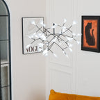 Black Firefly LED Chandelier — Branch Starburst Ceiling Light for Dining Room