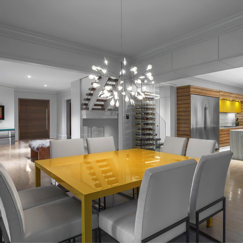 Black Firefly LED Chandelier — Branch Starburst Ceiling Light for Dining Room