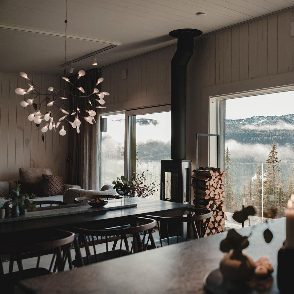 Black Firefly LED Chandelier — Branch Starburst Ceiling Light for Dining Room