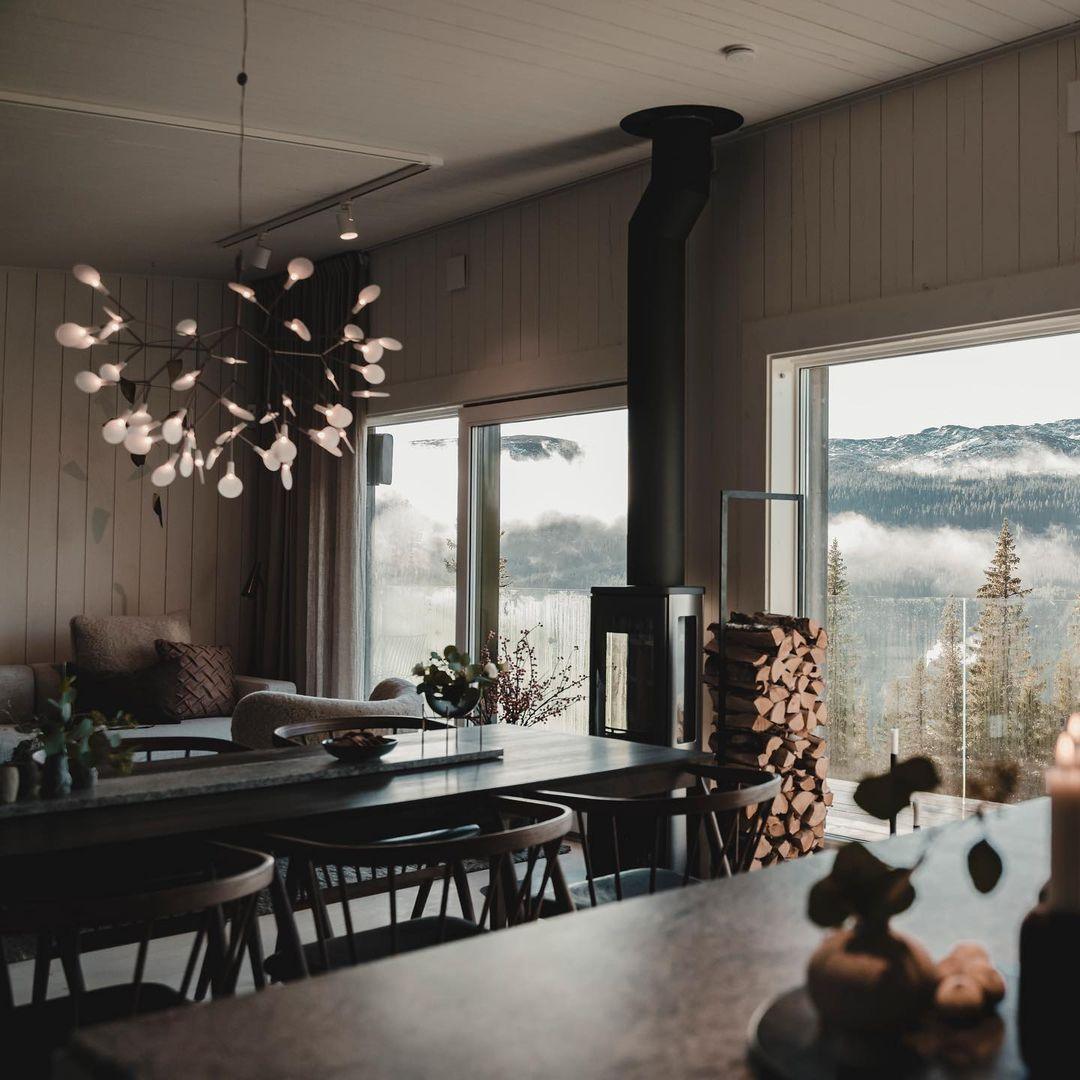 Black Firefly LED Chandelier — Branch Starburst Ceiling Light for Dining Room