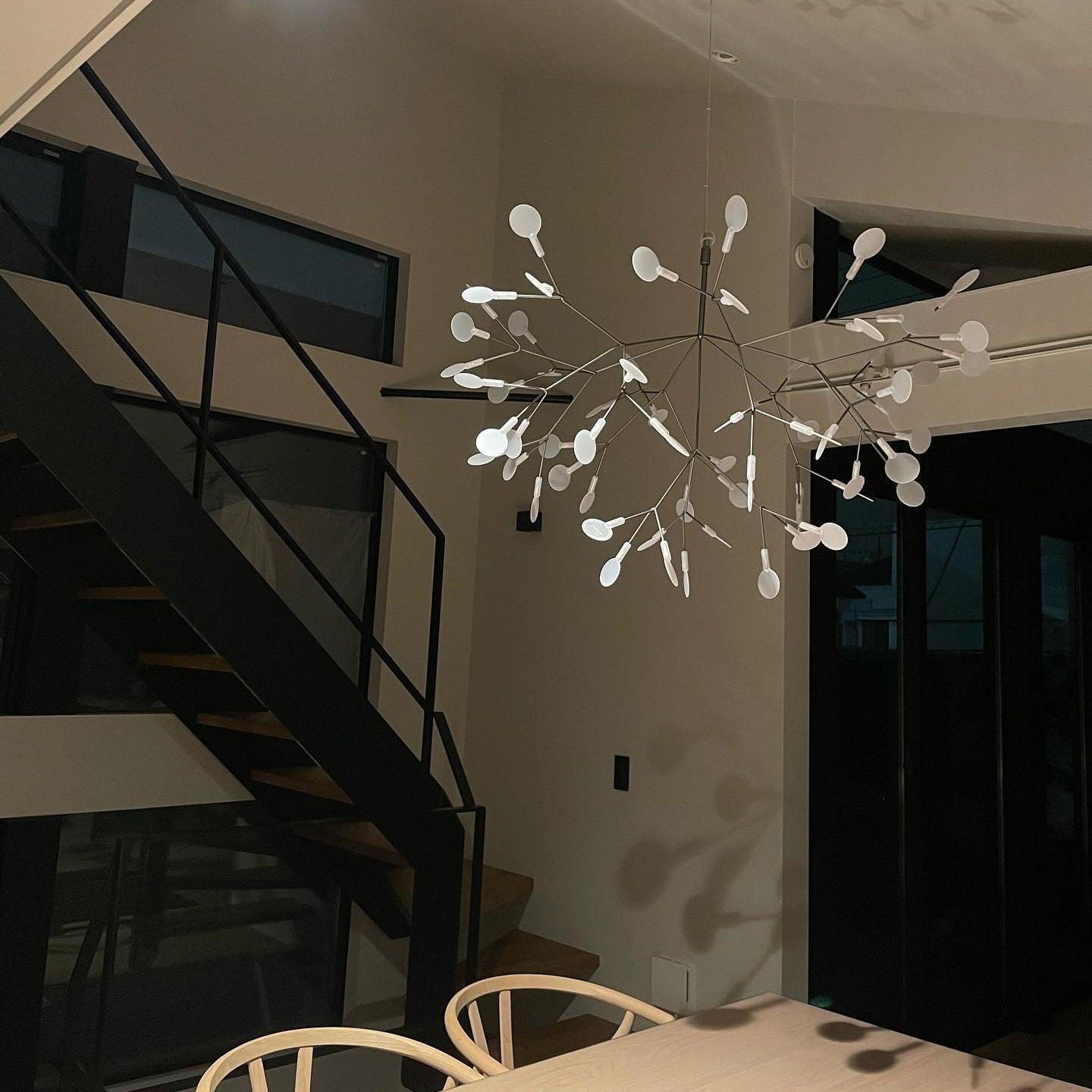 Black Firefly LED Chandelier — Branch Starburst Ceiling Light for Dining Room