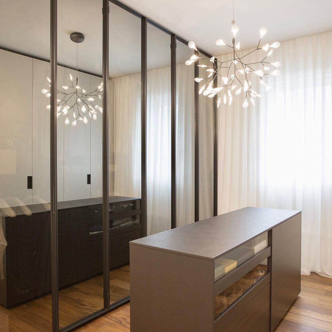 Black Firefly LED Chandelier — Branch Starburst Ceiling Light for Dining Room