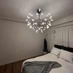Black Firefly LED Chandelier — Branch Starburst Ceiling Light for Dining Room
