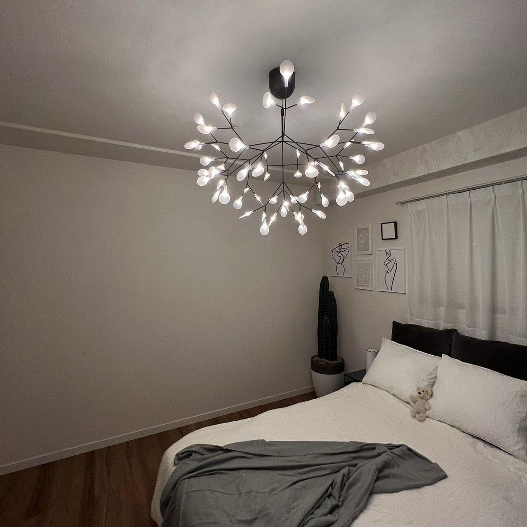 Black Firefly LED Chandelier — Branch Starburst Ceiling Light for Dining Room