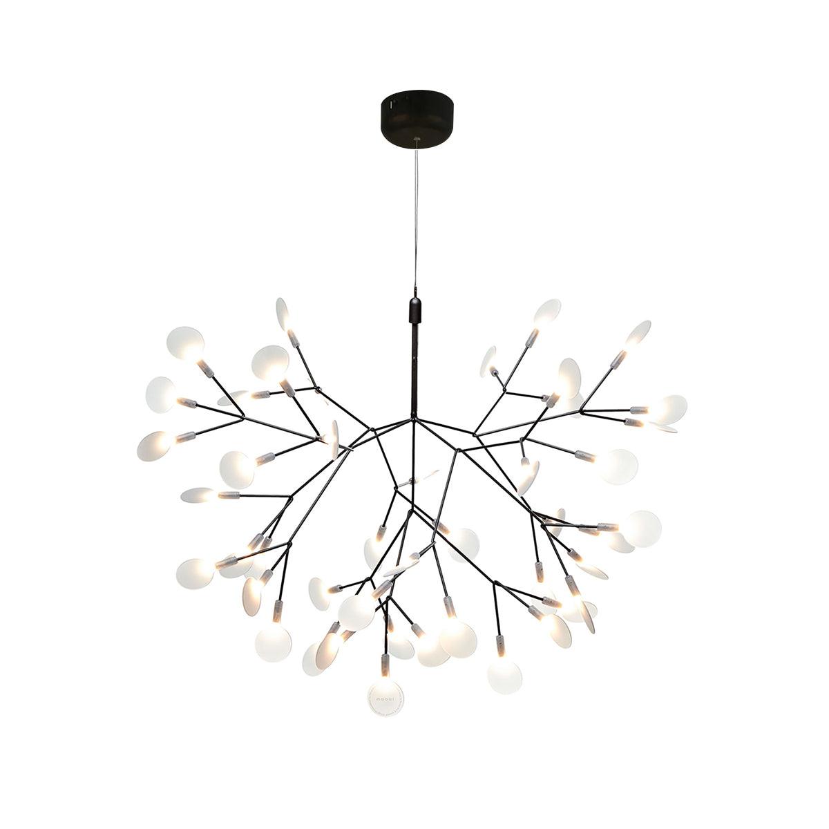 Black Firefly LED Chandelier — Branch Starburst Ceiling Light for Dining Room