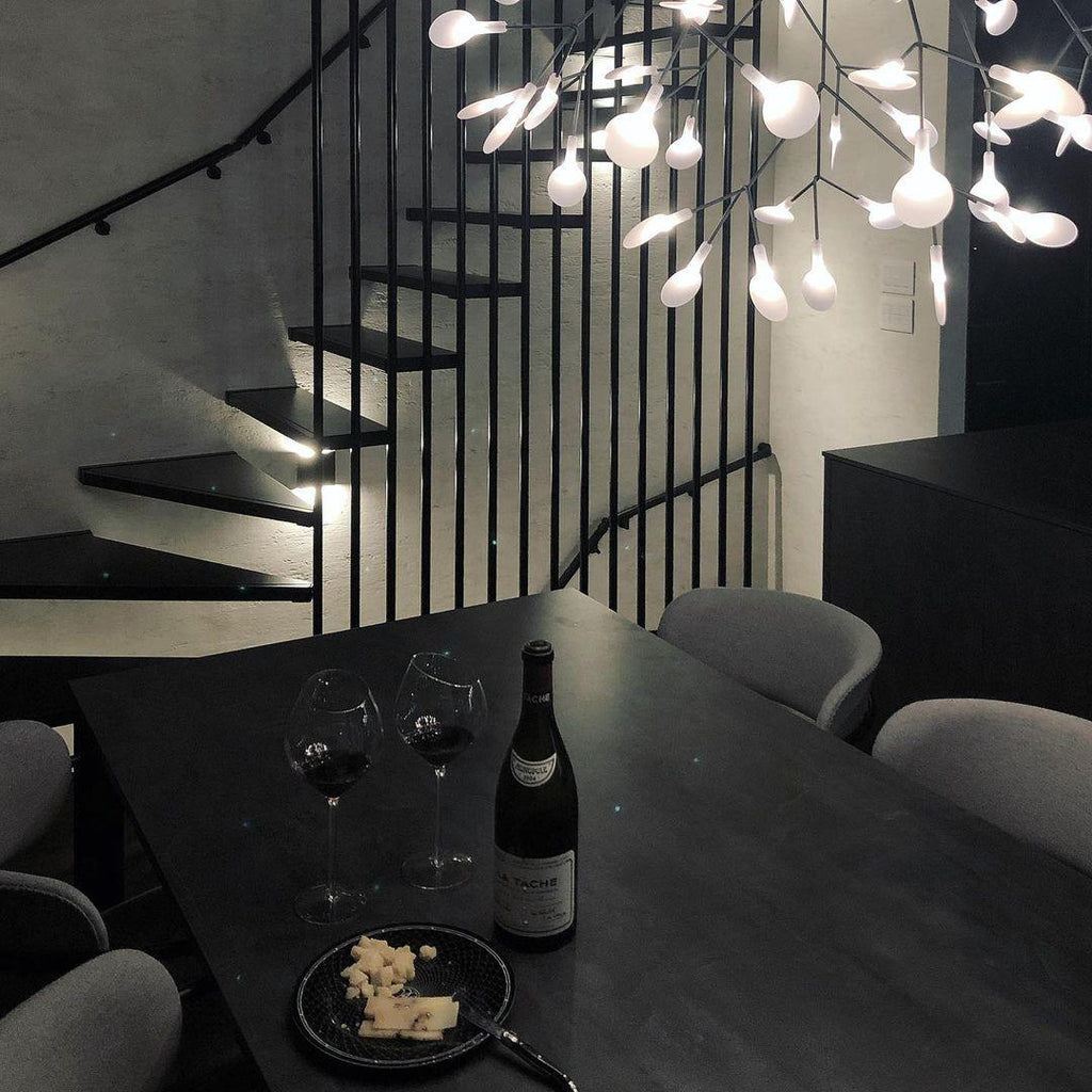 Black Firefly LED Chandelier — Branch Starburst Ceiling Light for Dining Room