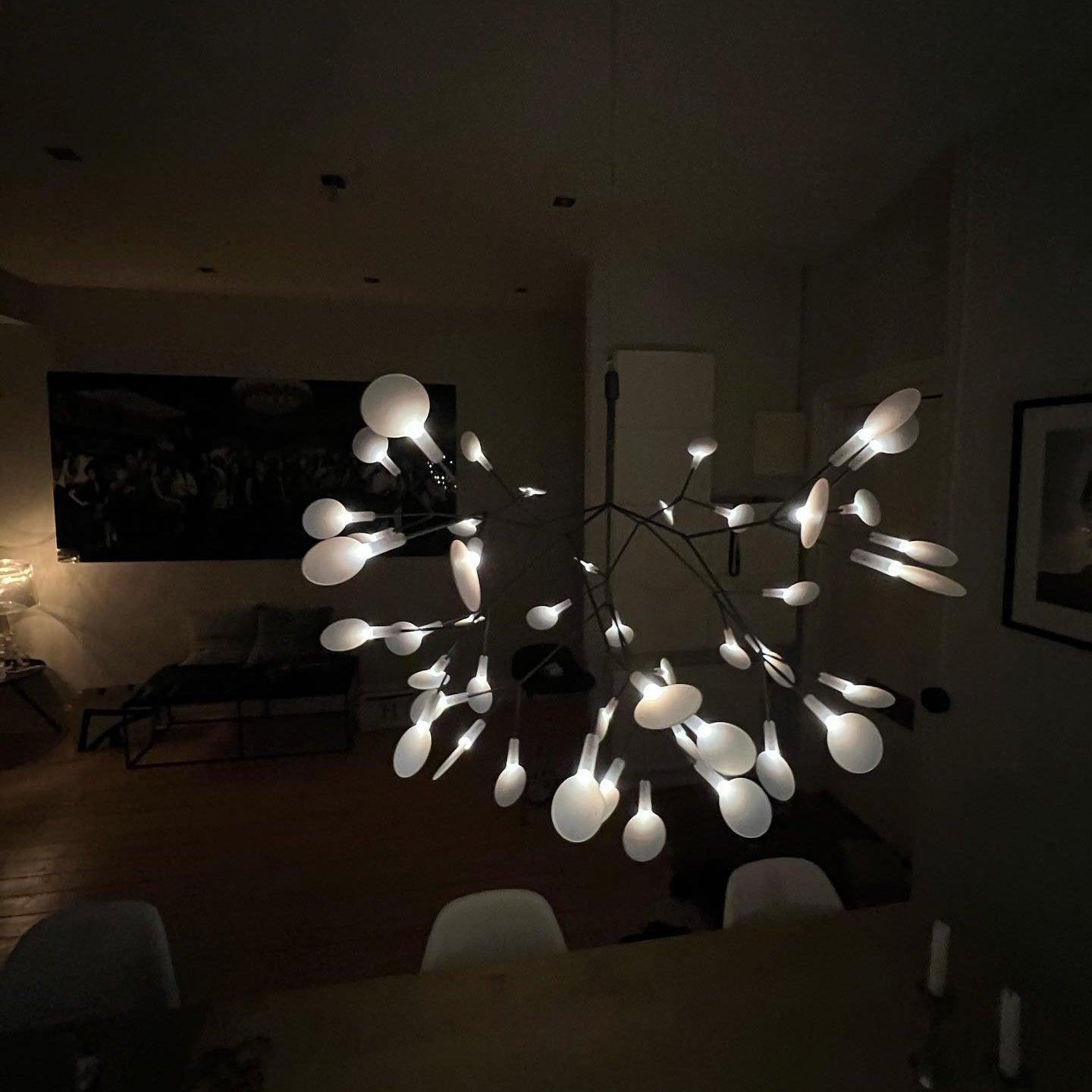 Black Firefly LED Chandelier — Branch Starburst Ceiling Light for Dining Room