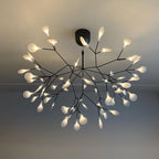 Black Firefly LED Chandelier — Branch Starburst Ceiling Light for Dining Room
