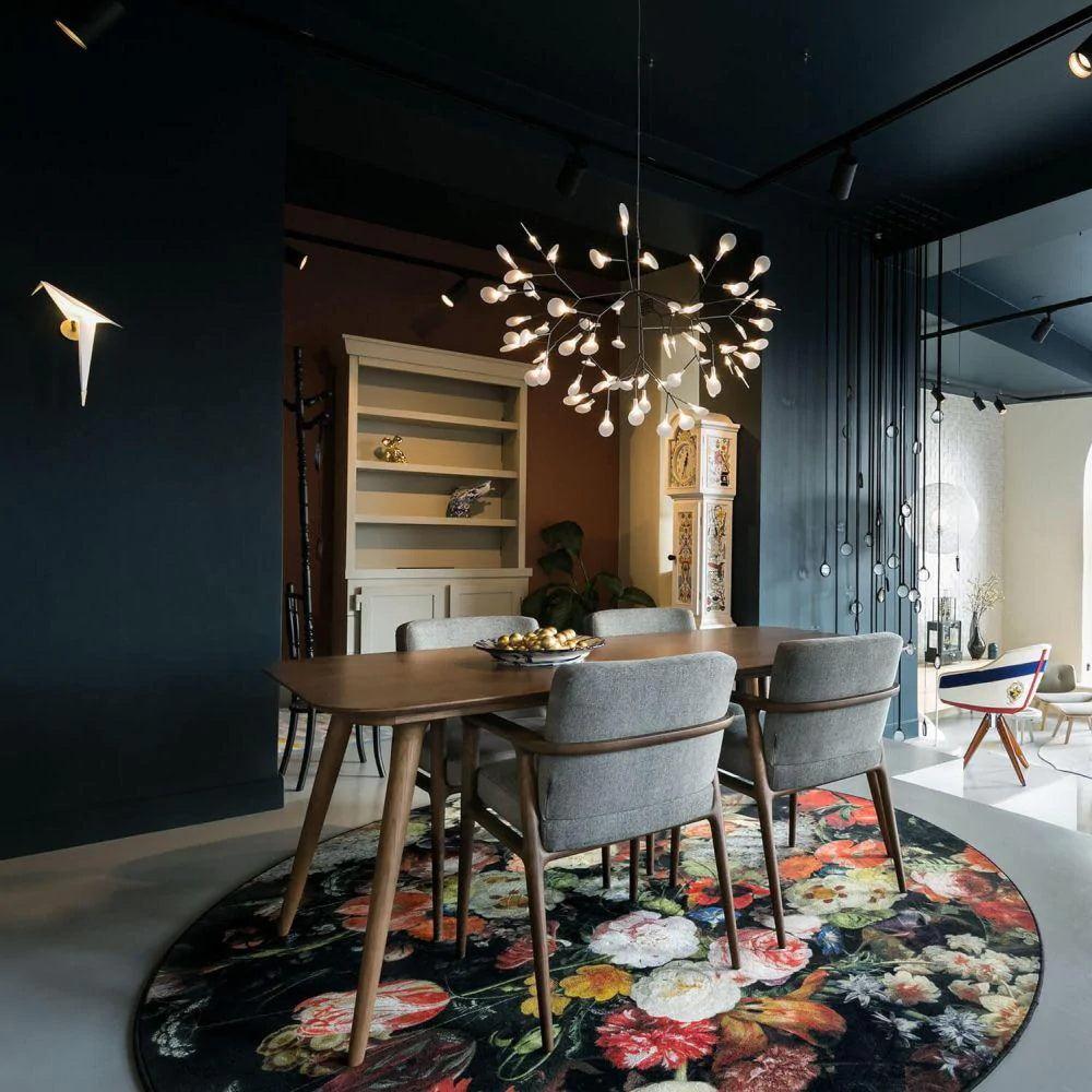 Black Firefly LED Chandelier — Branch Starburst Ceiling Light for Dining Room
