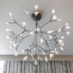 Black Firefly LED Chandelier — Branch Starburst Ceiling Light for Dining Room