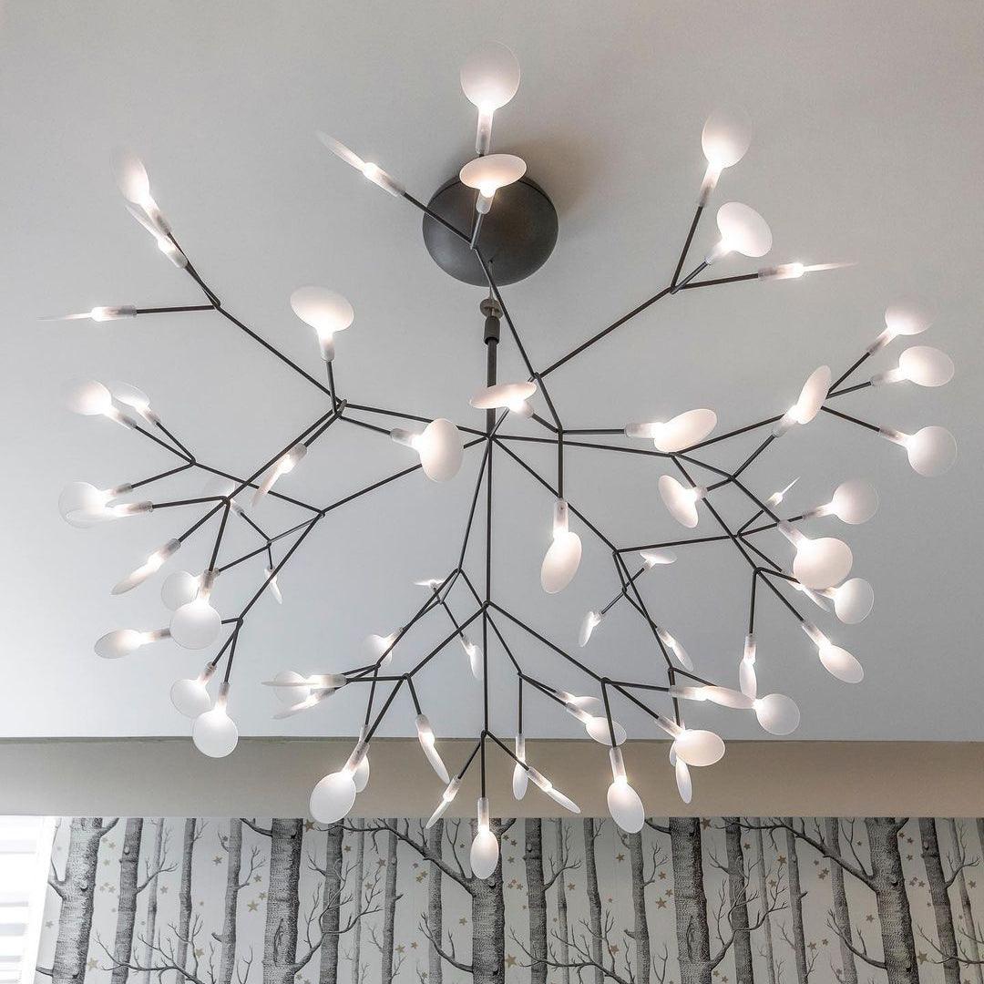Black Firefly LED Chandelier — Branch Starburst Ceiling Light for Dining Room