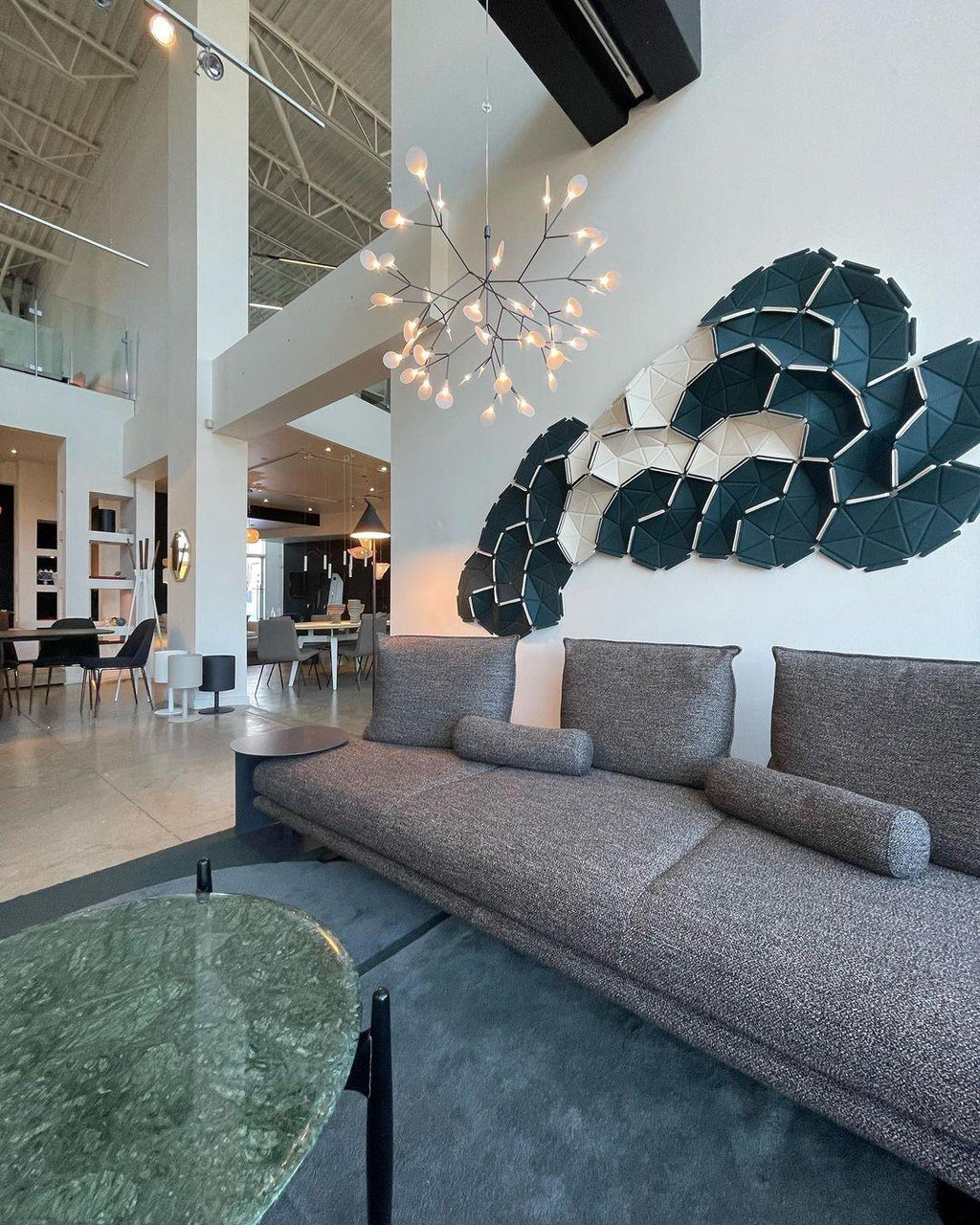 Black Firefly LED Chandelier — Branch Starburst Ceiling Light for Dining Room