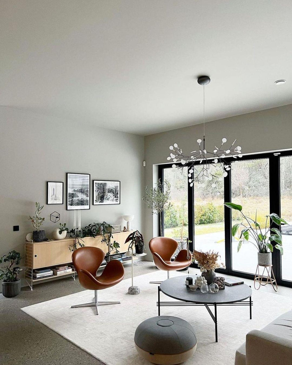 Black Firefly LED Chandelier — Branch Starburst Ceiling Light for Dining Room