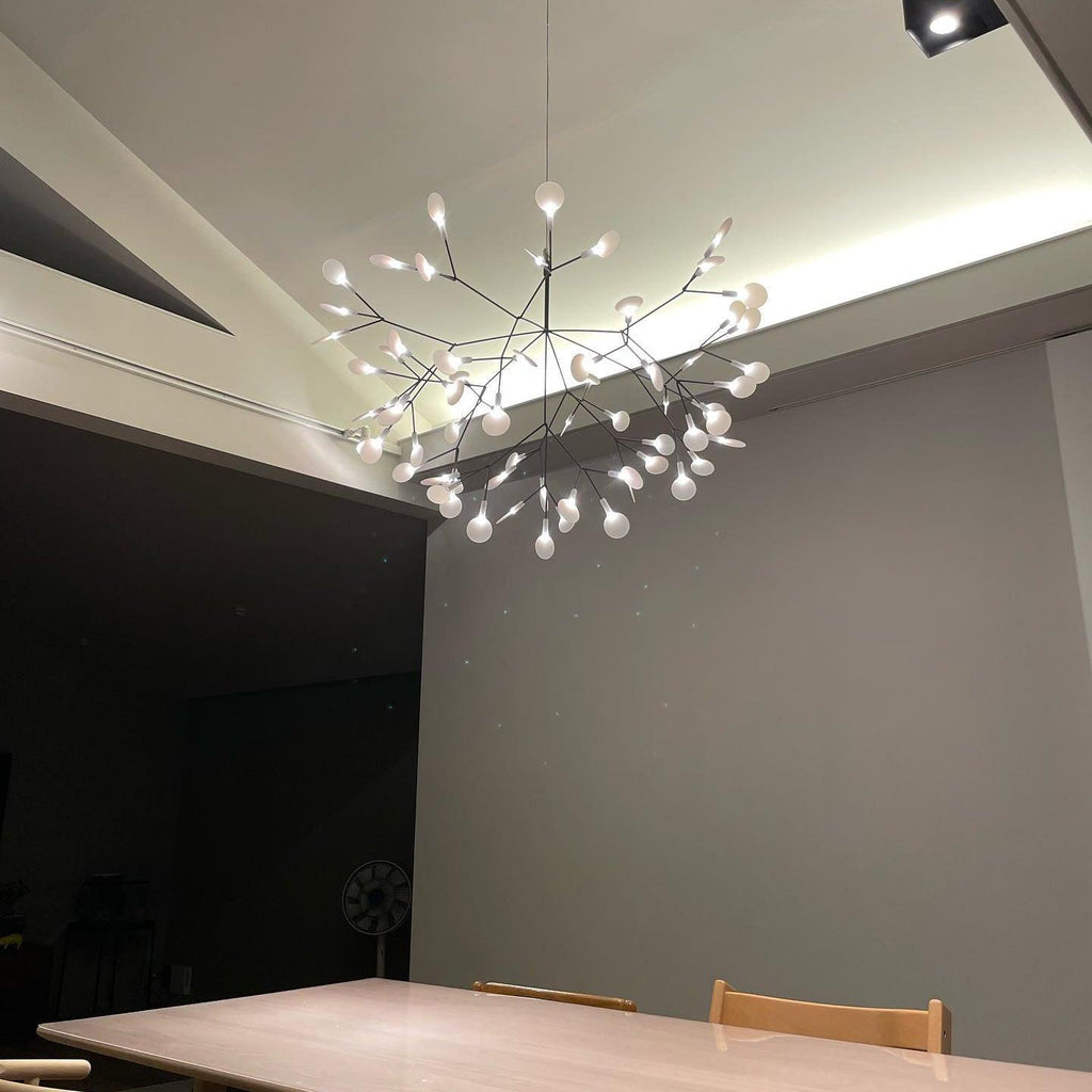 Black Firefly LED Chandelier — Branch Starburst Ceiling Light for Dining Room
