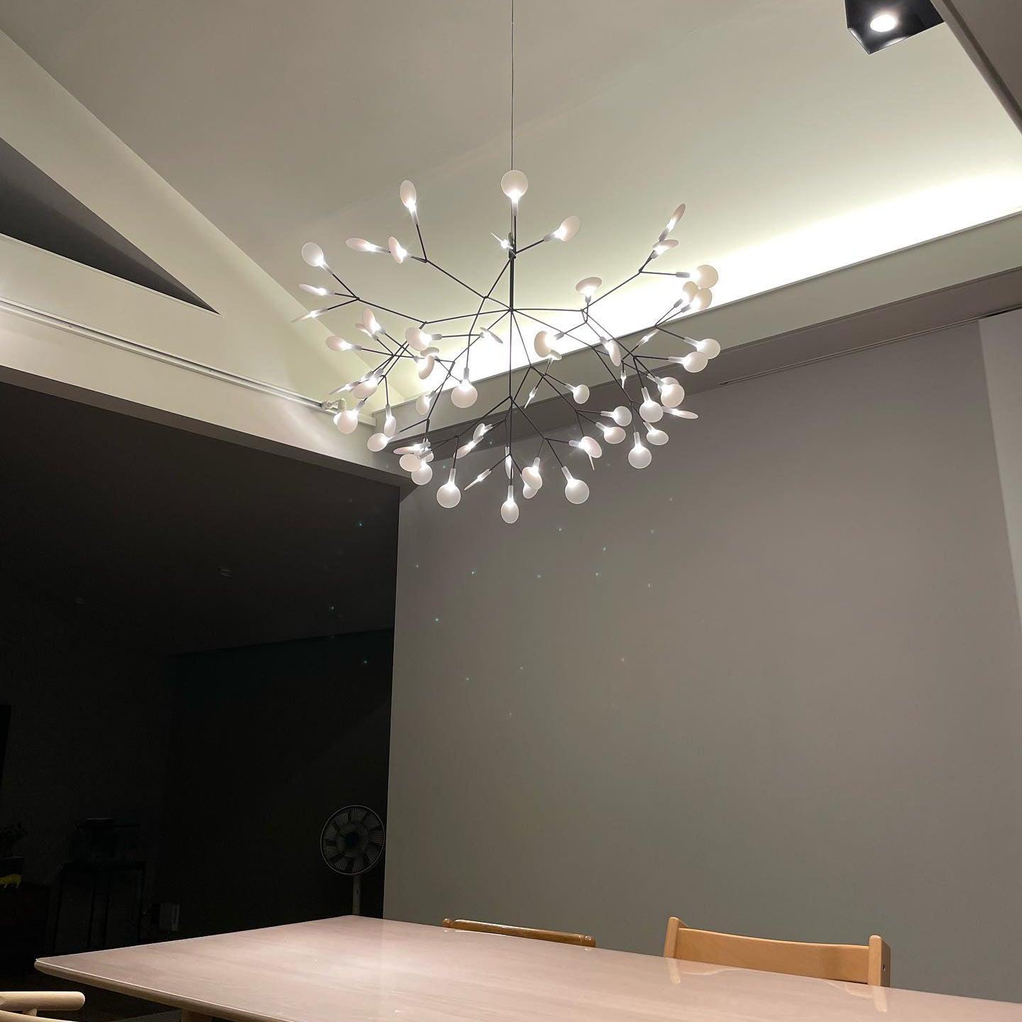 Black Firefly LED Chandelier — Branch Starburst Ceiling Light for Dining Room