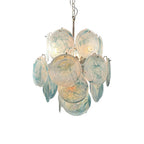 Blue Disc Glass Chandelier — Stacked Glass Disc Ceiling Light for Living Room