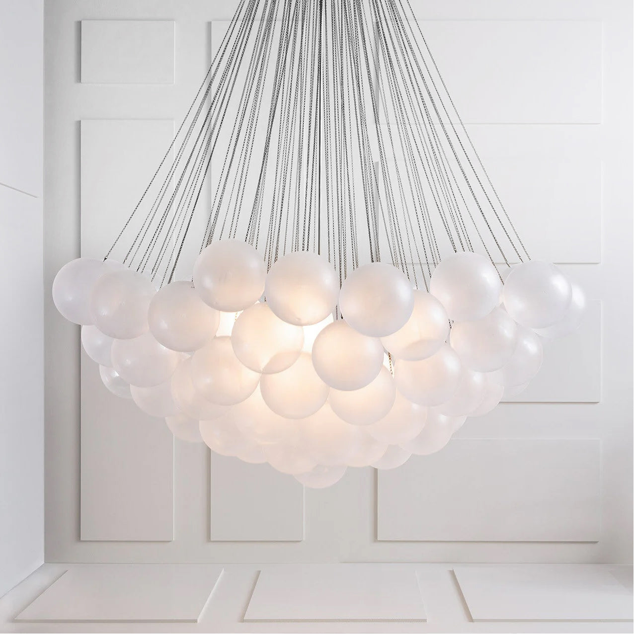 Bubble Chandelier — Cascading Glass Bubble Ceiling Light for Stairwell