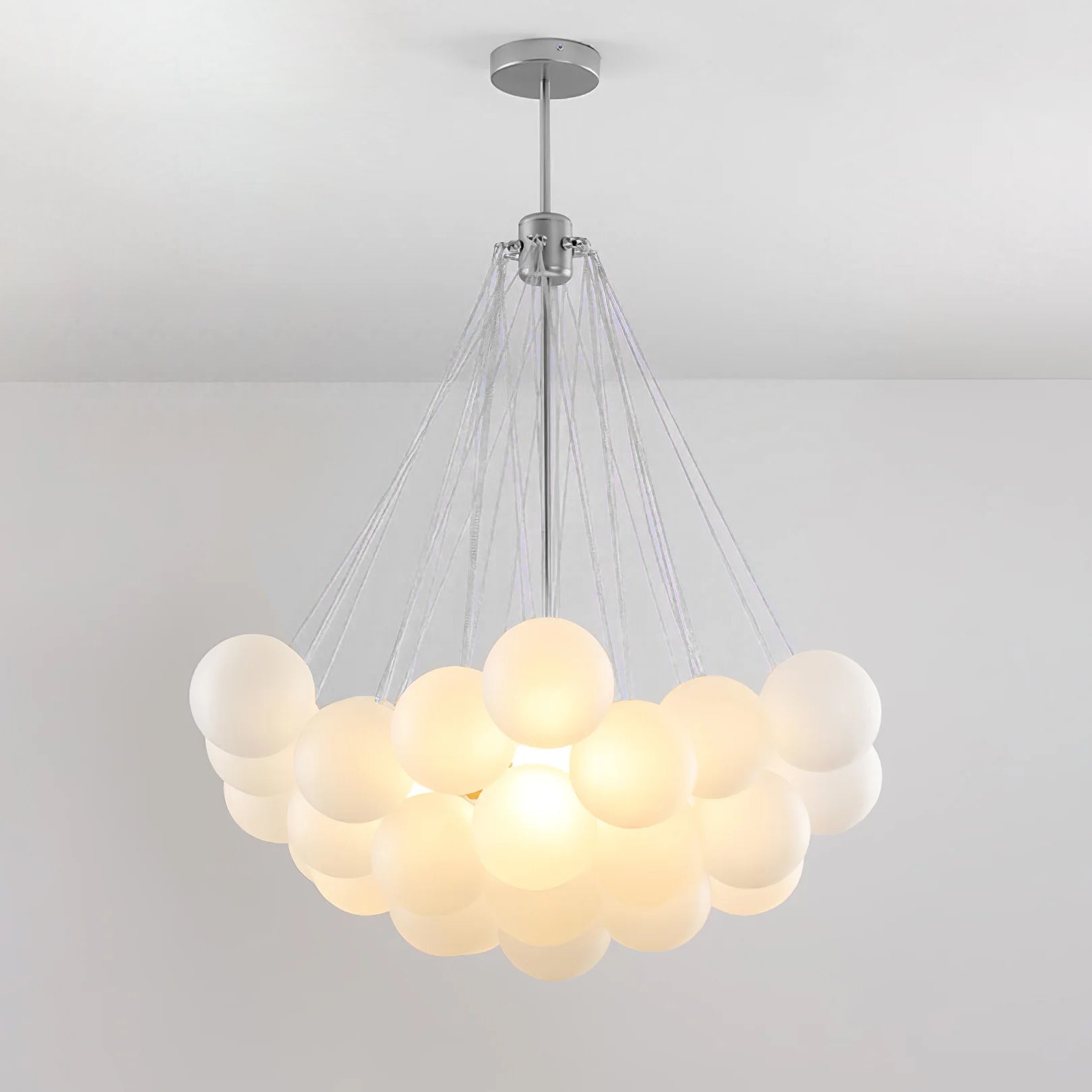 Bubble Chandelier — Cascading Glass Bubble Ceiling Light for Stairwell