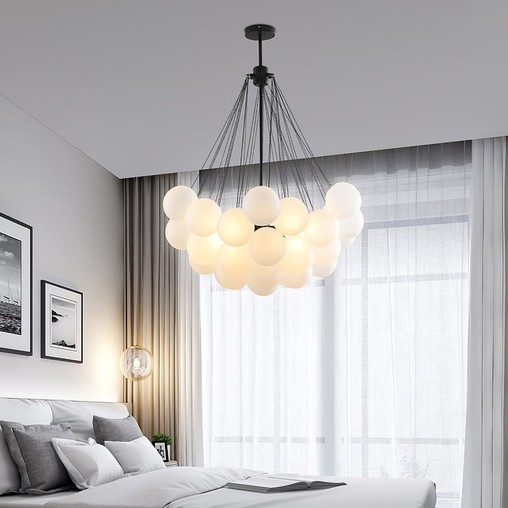 Bubble Chandelier — Cascading Glass Bubble Ceiling Light for Stairwell