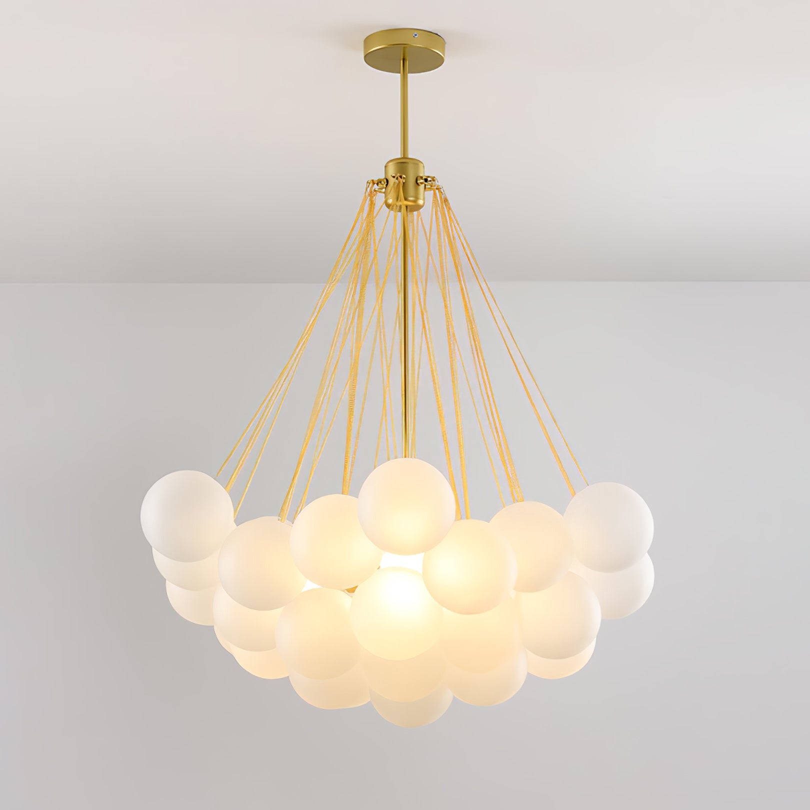 Bubble Chandelier — Cascading Glass Bubble Ceiling Light for Stairwell