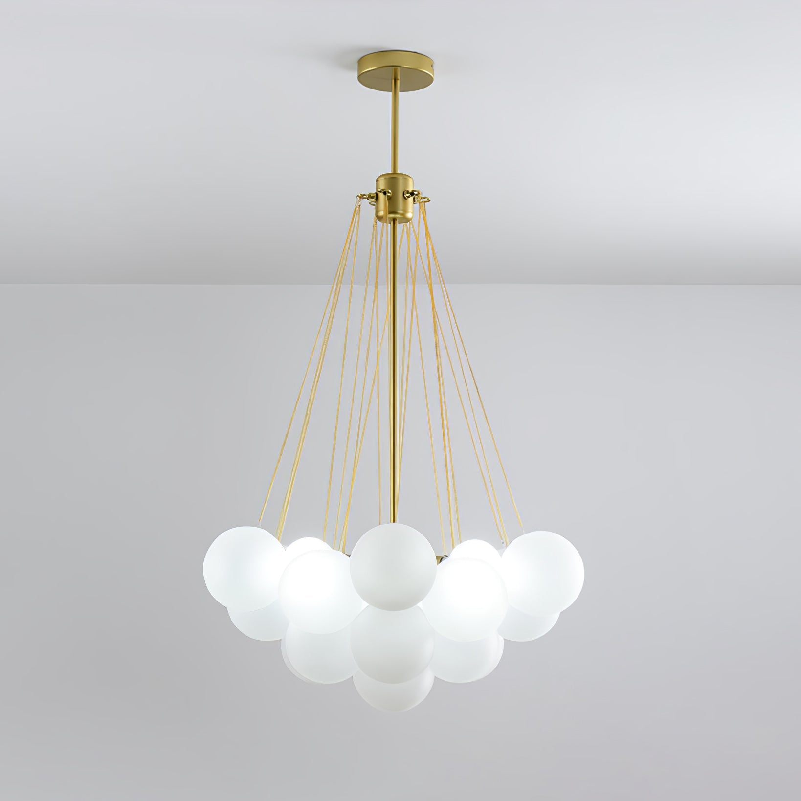 Bubble Chandelier — Cascading Glass Bubble Ceiling Light for Stairwell
