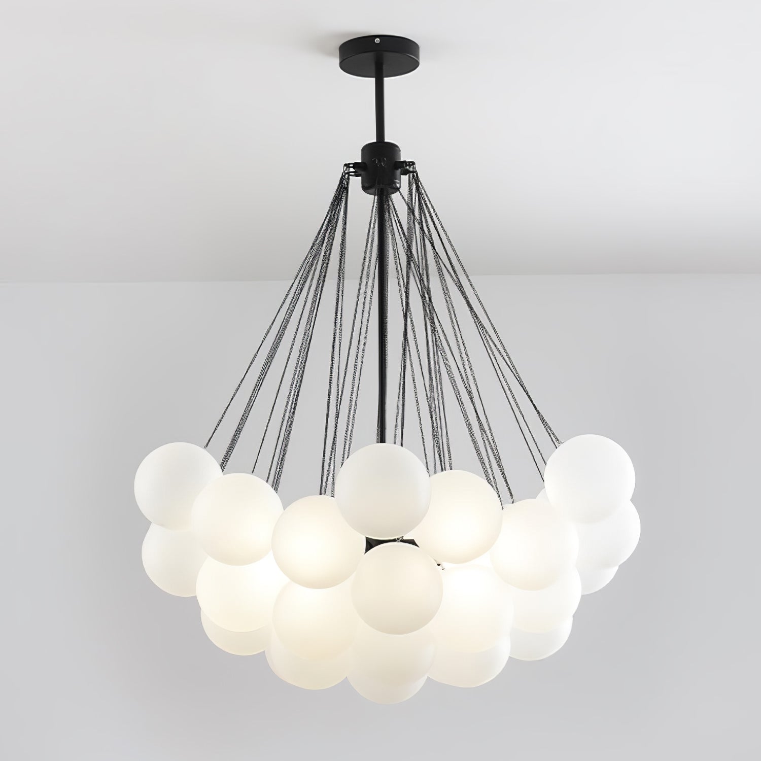 Bubble Chandelier — Cascading Glass Bubble Ceiling Light for Stairwell