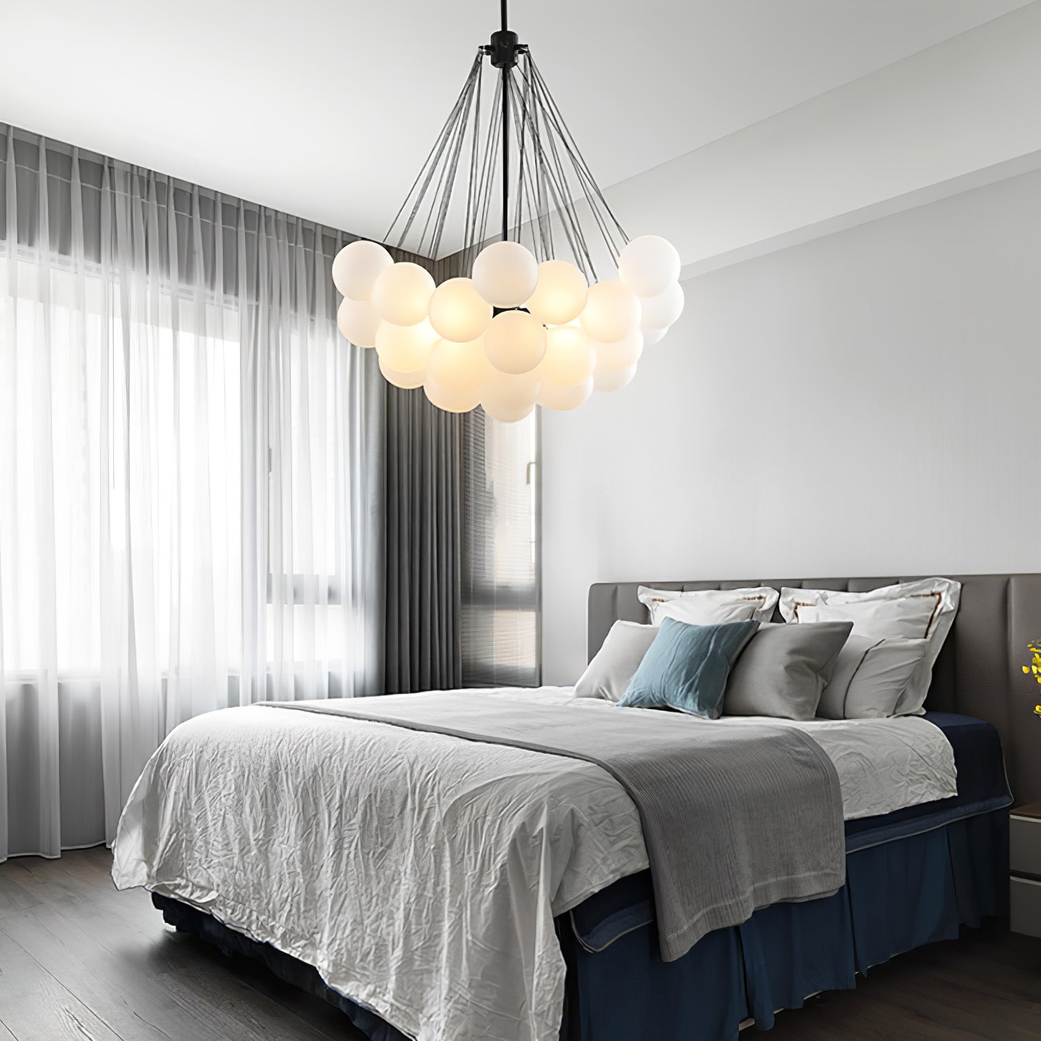Bubble Chandelier — Cascading Glass Bubble Ceiling Light for Stairwell