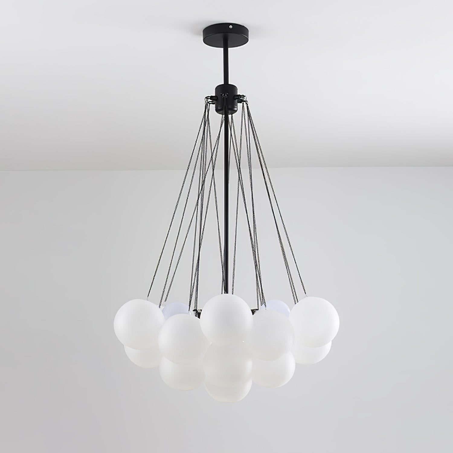 Bubble Chandelier — Cascading Glass Bubble Ceiling Light for Stairwell