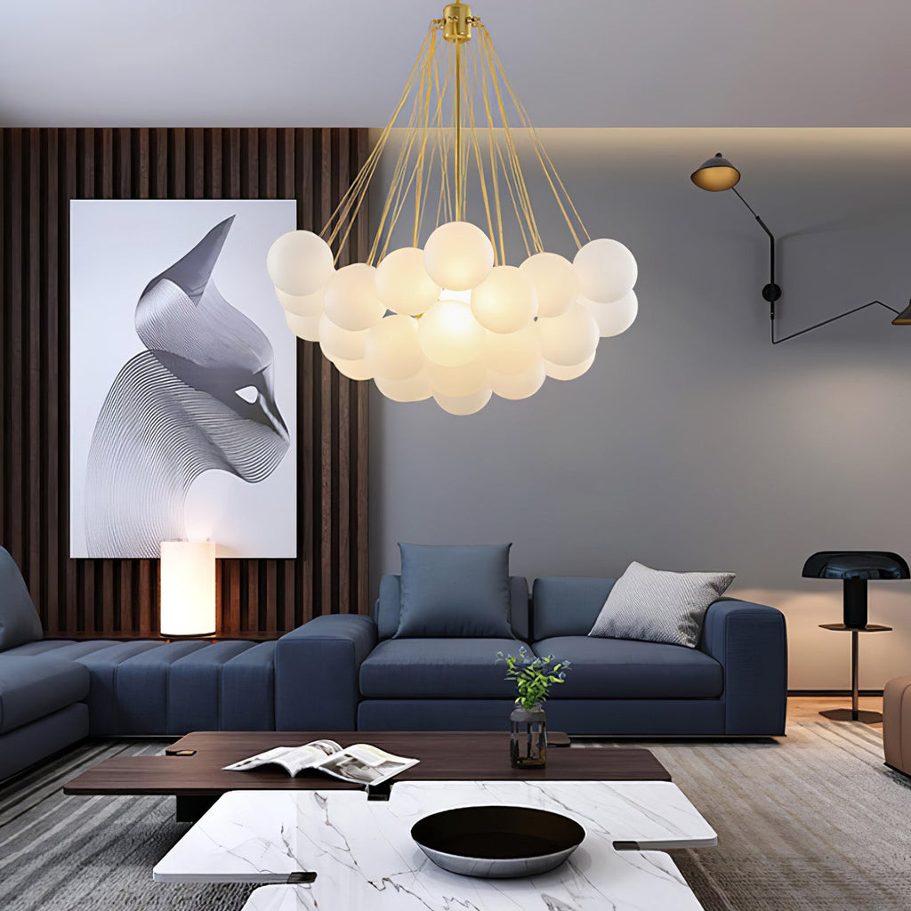 Bubble Chandelier — Cascading Glass Bubble Ceiling Light for Stairwell