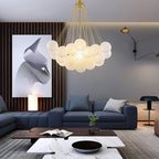 Bubble Chandelier — Cascading Glass Bubble Ceiling Light for Stairwell