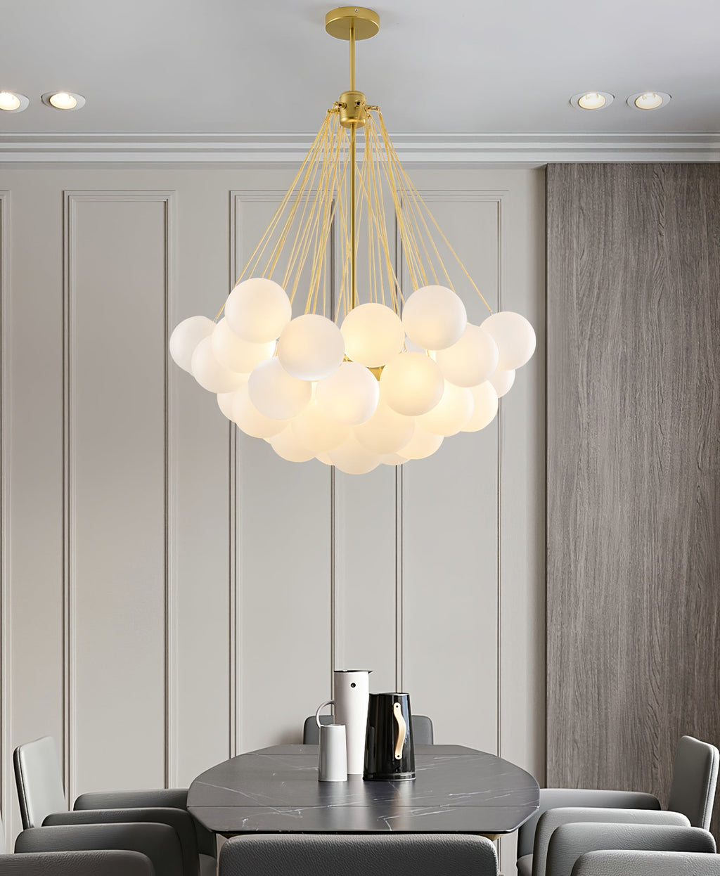 Bubble Chandelier — Cascading Glass Bubble Ceiling Light for Stairwell