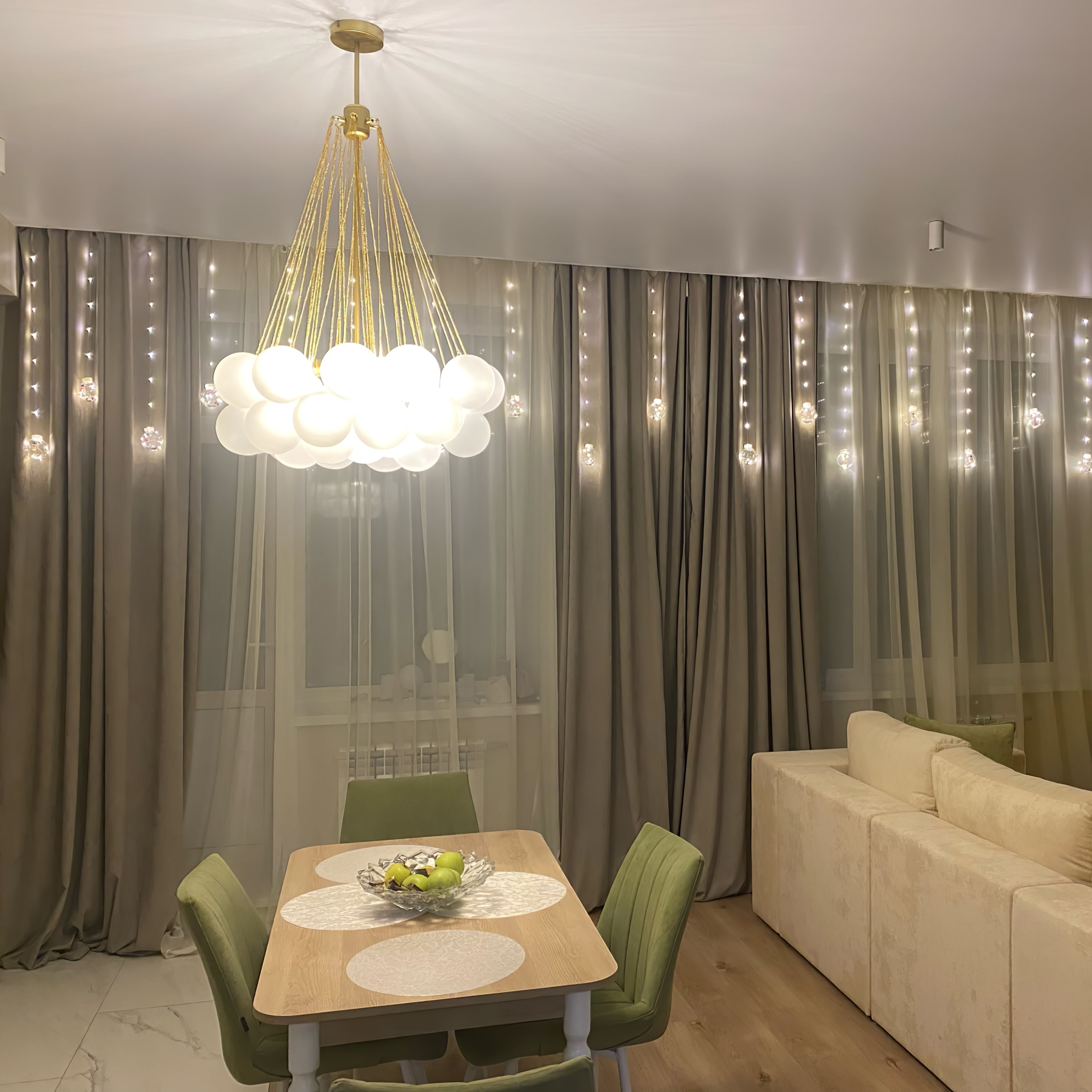 Bubble Chandelier — Cascading Glass Bubble Ceiling Light for Stairwell