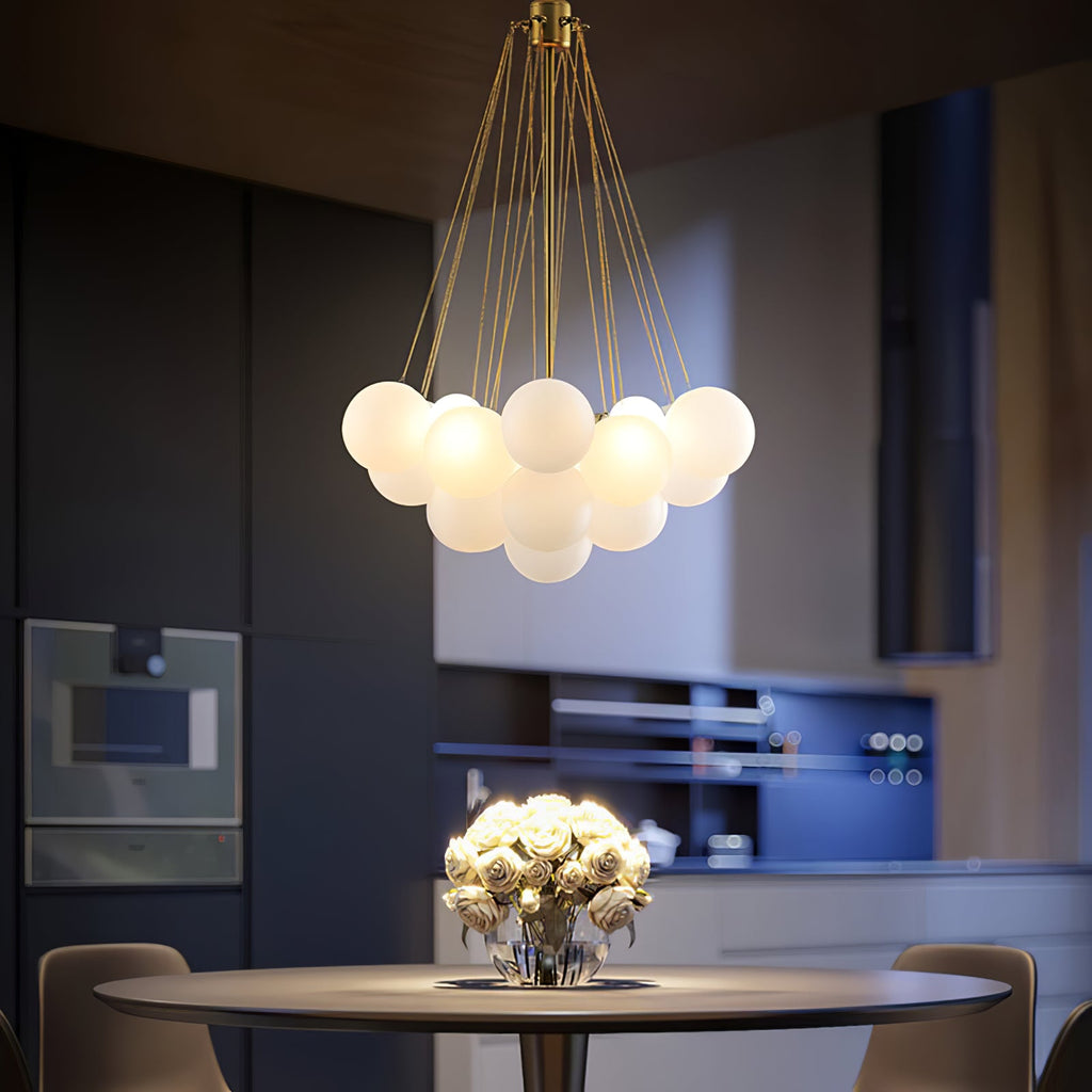 Bubble Chandelier — Cascading Glass Bubble Ceiling Light for Stairwell