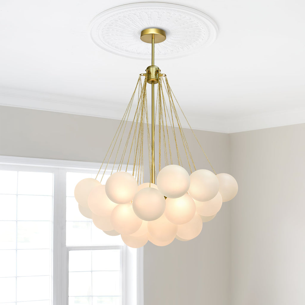 Bubble Chandelier — Cascading Glass Bubble Ceiling Light for Stairwell