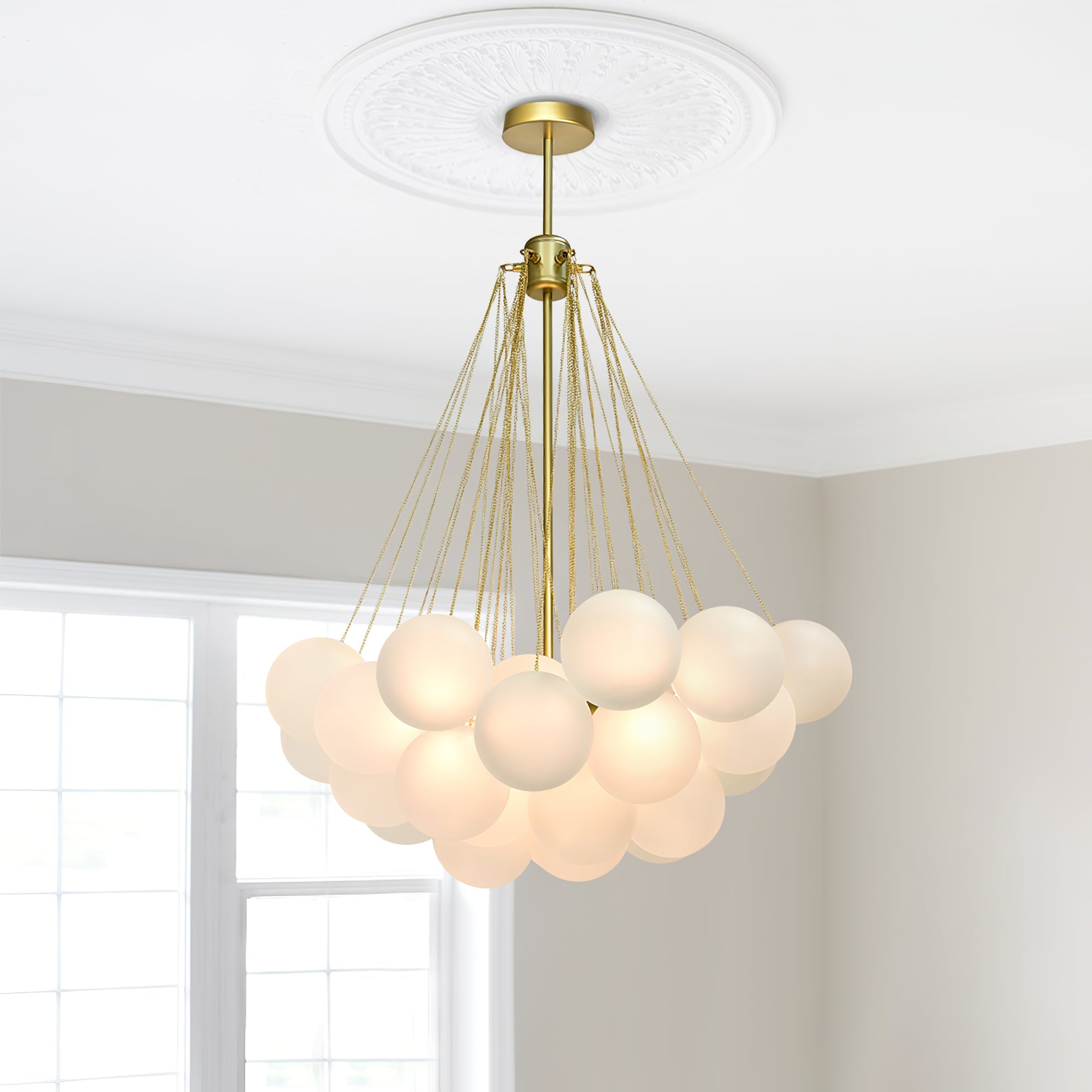 Bubble Chandelier — Cascading Glass Bubble Ceiling Light for Stairwell