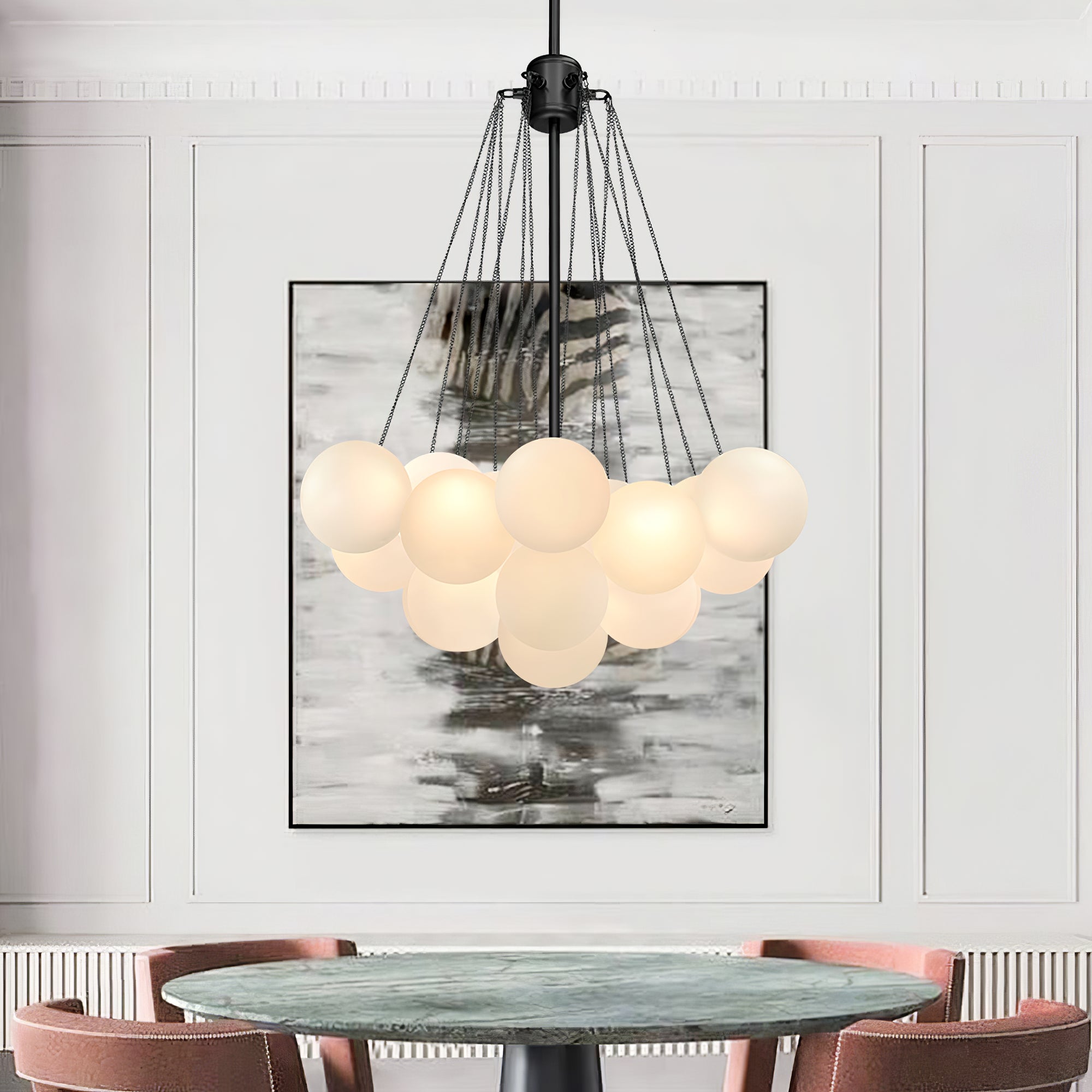 Bubble Chandelier — Cascading Glass Bubble Ceiling Light for Stairwell