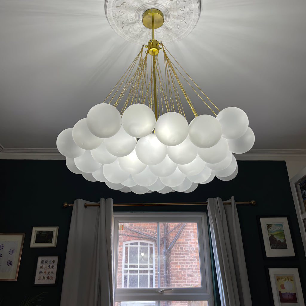 Bubble Chandelier — Cascading Glass Bubble Ceiling Light for Stairwell
