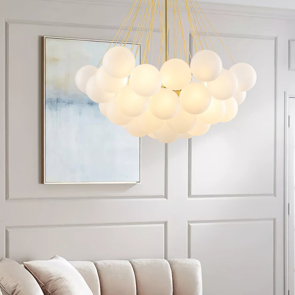 Bubble Chandelier — Cascading Glass Bubble Ceiling Light for Stairwell