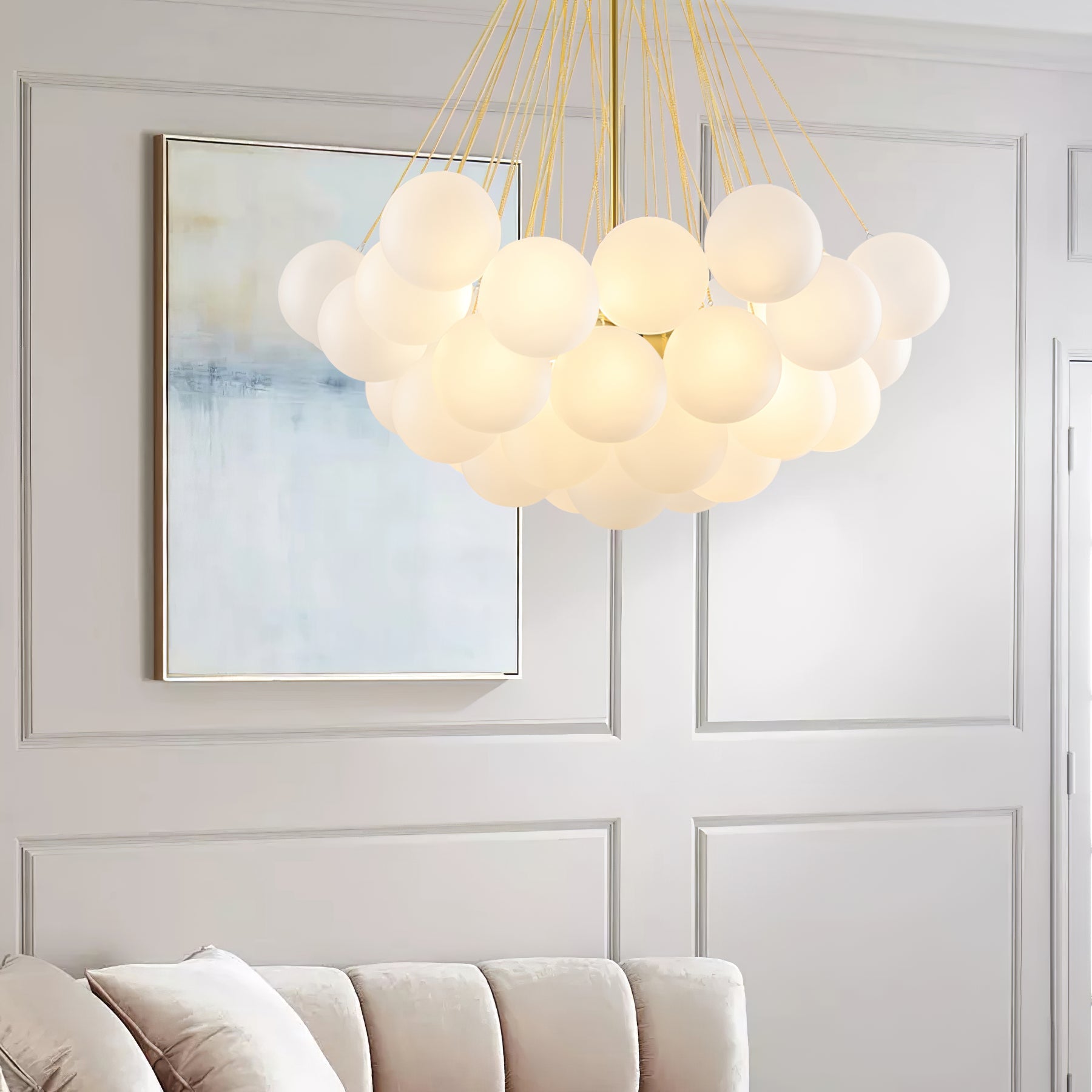 Bubble Chandelier — Cascading Glass Bubble Ceiling Light for Stairwell