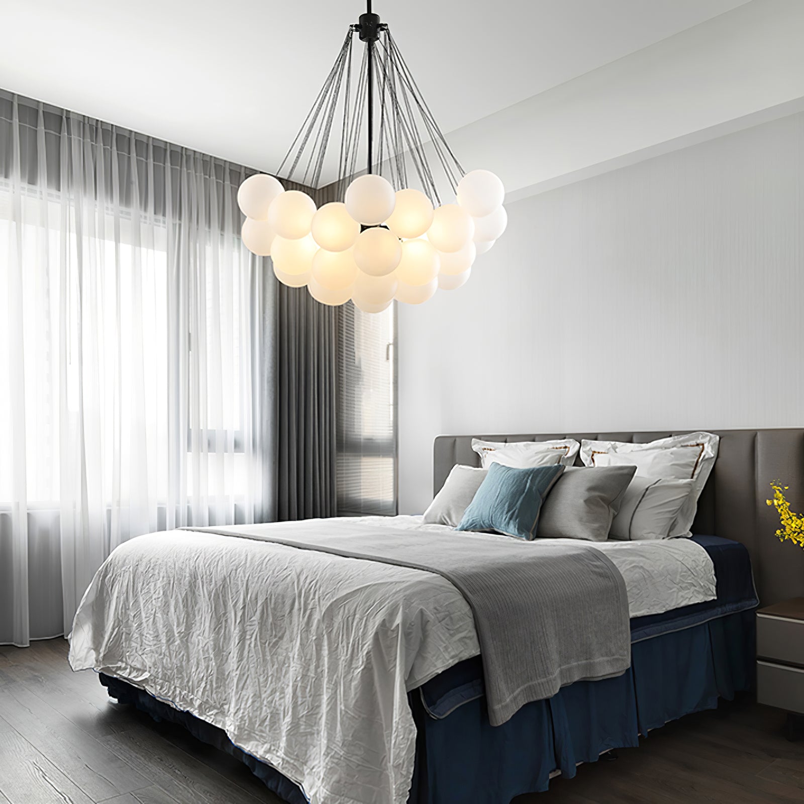 Bubble Chandelier — Cascading Glass Bubble Ceiling Light for Stairwell
