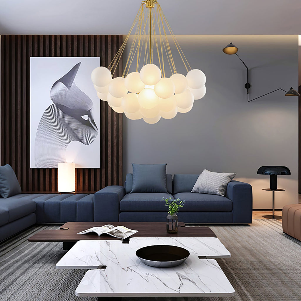 Bubble Chandelier — Cascading Glass Bubble Ceiling Light for Stairwell