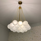 Bubble Chandelier — Cascading Glass Bubble Ceiling Light for Stairwell