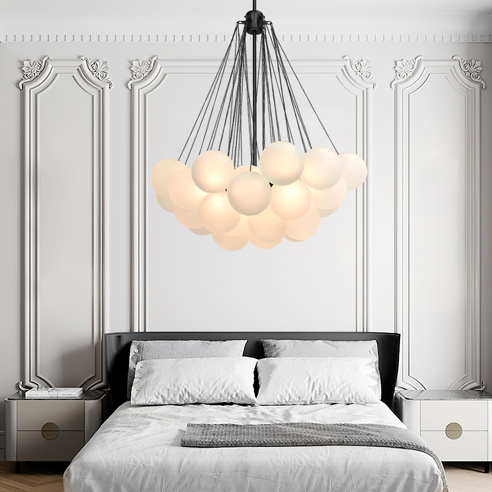 Bubble Chandelier — Cascading Glass Bubble Ceiling Light for Stairwell