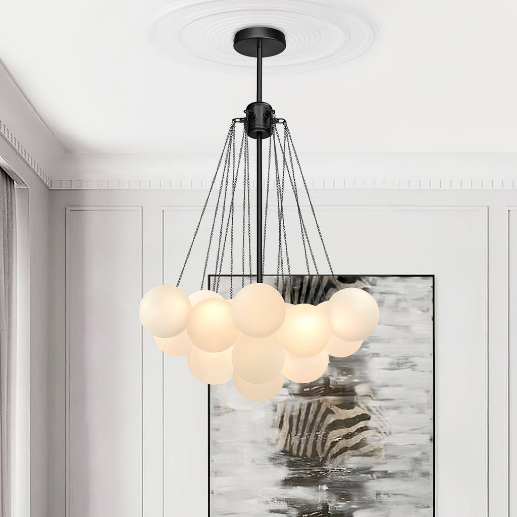 Bubble Chandelier — Cascading Glass Bubble Ceiling Light for Stairwell
